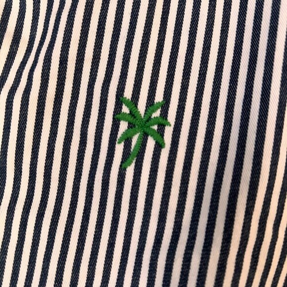 Crown & Ivy Caroline Blue Pin Stripe Palm Tree Shorts Sz 14 - Picture 4 of 12